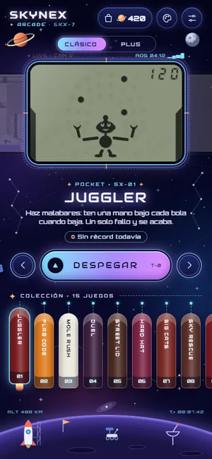 Menú de la app con el estilo Espacial