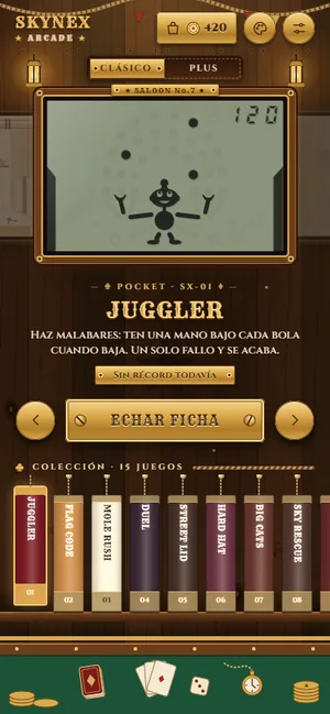 Menú de la app con el estilo Madera
