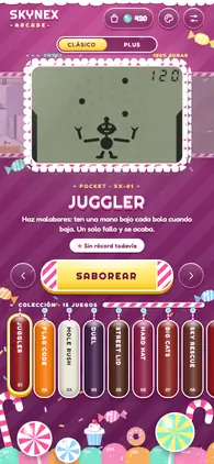 Menú de la app con el estilo Caramelo