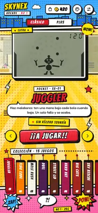 Menú de la app con el estilo Cómic.