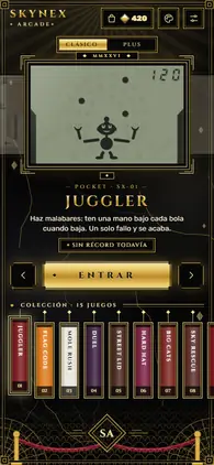 Menú de la app con el estilo Lujo