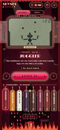 Menú de la app con el estilo Hotel infernal.