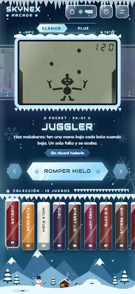 Menú de la app con el estilo Hielo