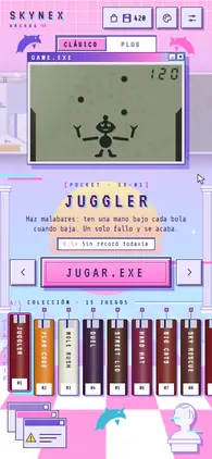 Menú de la app con el estilo Vaporwave